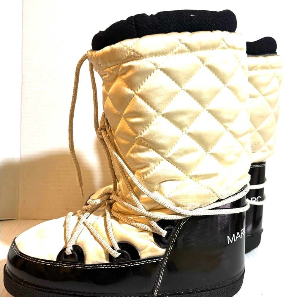 Marc Jacobs nlyon Quilted Cream and Black Winter /snow Boots